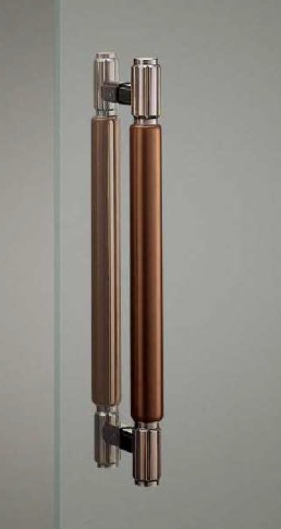 画像1: レザー ダークブラウン ＋ブラス 硫化イブシダークブロンズハンドル（両側タイプ）/全長:520mm