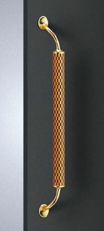 画像1: ブロンズ ブラウンペイント＋ヘアライン ＋ブラス ミラーハンドル（両側タイプ）/全長:650mm