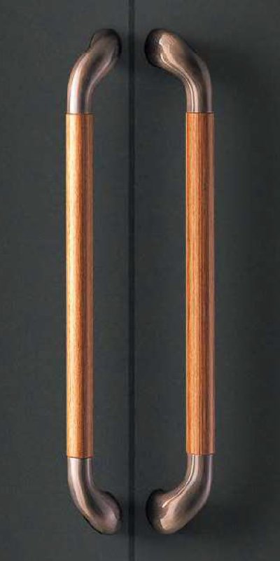 画像1: ユニウッド ブラウン ＋ブラス 硫化イブシダークブロンズハンドル（両側タイプ）/全長:600mm