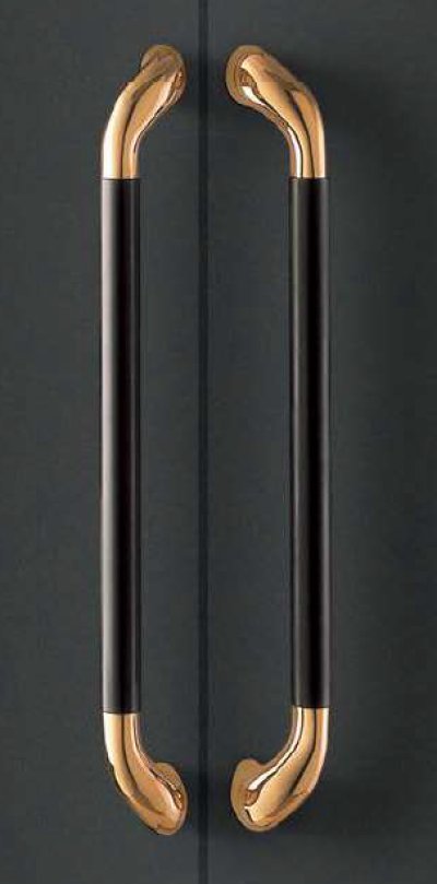 画像1: ユニウッド ブラック ＋ブロンズ ミラーハンドル（両側タイプ）/全長:600mm