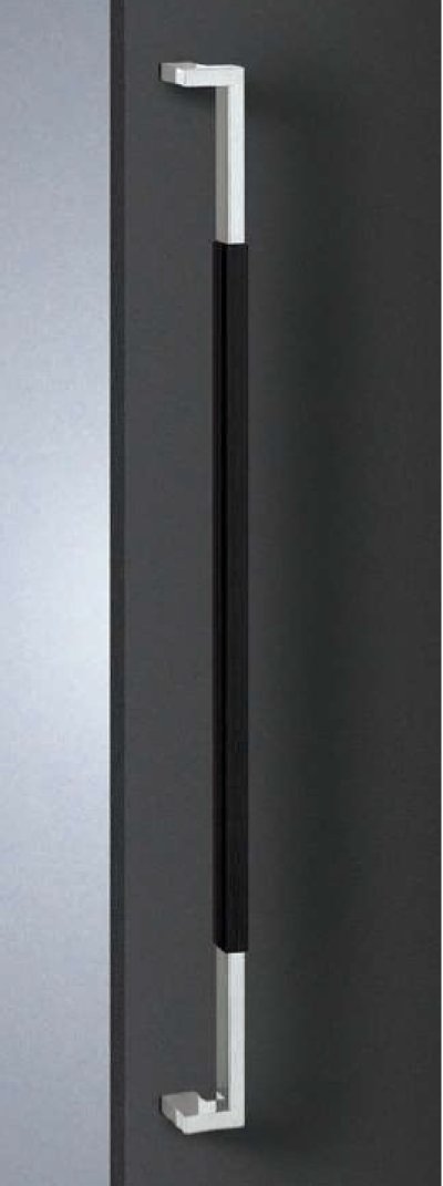 画像1: ユニウッド ブラック ＋ステンレス ミラーハンドル（両側タイプ）/全長:900mm