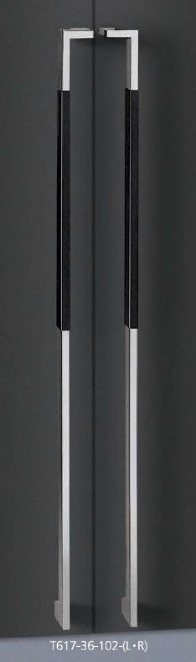画像1: ユニウッド ブラック ＋ステンレス ミラーハンドル（両側タイプ）/全長:1500mm