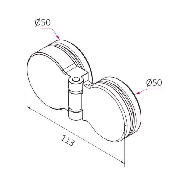 画像2: 真鍮ガラスドア用ヒンジ(丁番)壁取付けタイプ (2)