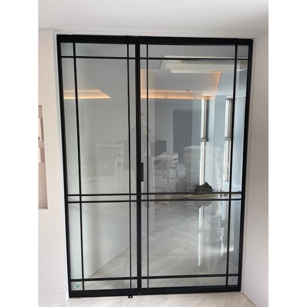 画像2: ブラック格子ガラス開き戸「JURA（ジュラ）」 (2)