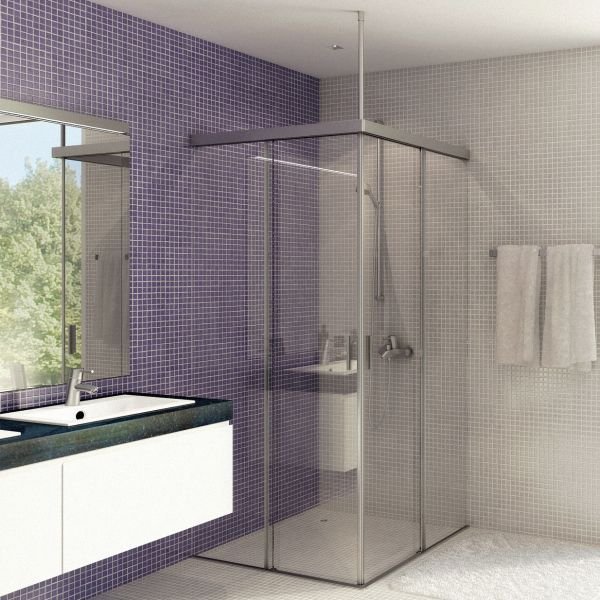 画像3: シャワー室ガラスドア(コーナー取付タイプ) (3)