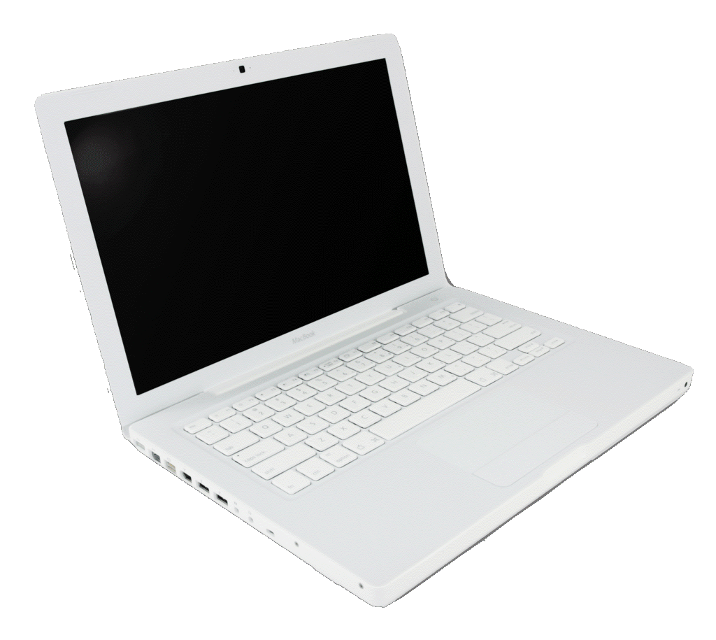 ウェブカメラ(iSight)を画面上部に内蔵したノートパソコン(MacBook)