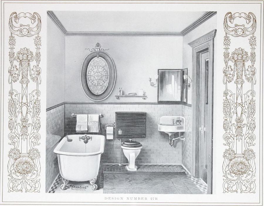 20世紀初頭の浴室の絵