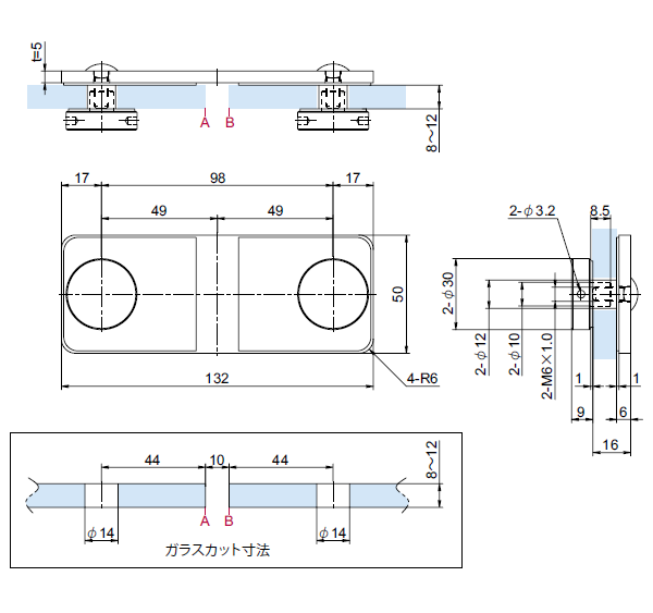 OT-B245-SUSステンレスジョイントフィックス（90° タイプ）寸法図