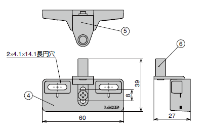 ダンパーキャッチ DC-200寸法図受座