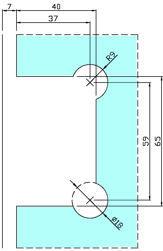 ガラス切り欠き図 B8201-1