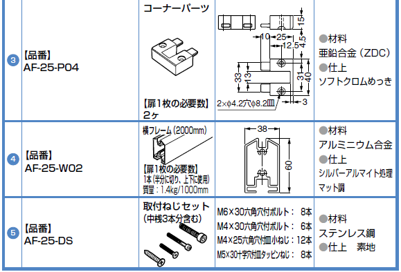 AF-25D ピボットヒンジハンドルケース横フレーム2