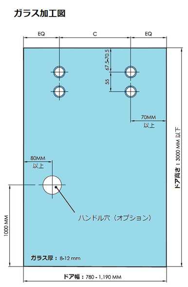 超電導引戸「リニアガラスドア・MAGLEV（マグレヴ）」ガラス加工図