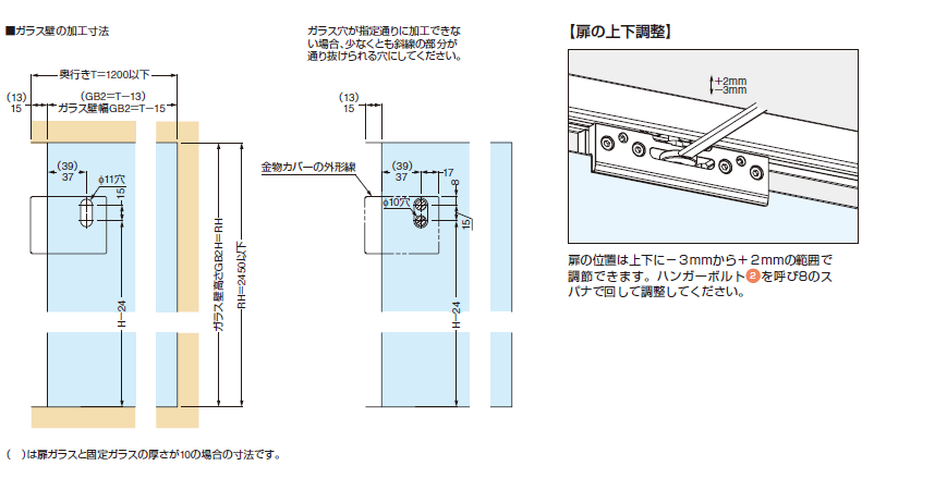 部品セット扉1枚+固定ガラス1枚＋ガラス壁1枚当り