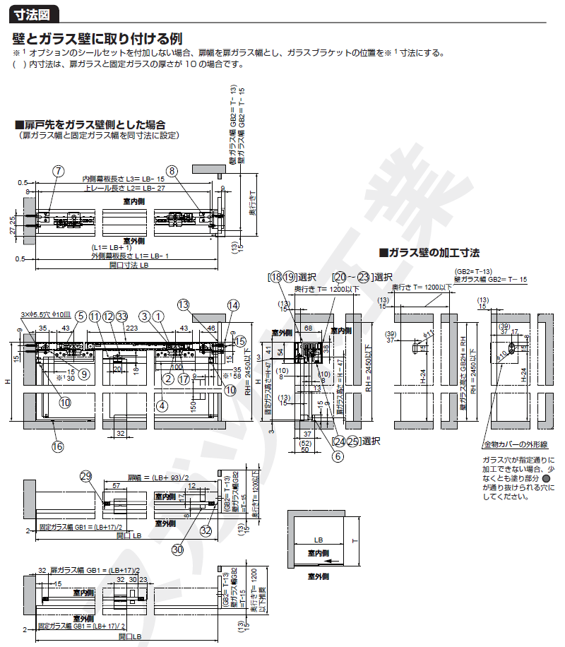 部品セット扉1枚+固定ガラス1枚＋ガラス壁1枚当り取付説明使う工具と準備していただくもの