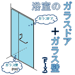 浴室のガラスドアセット