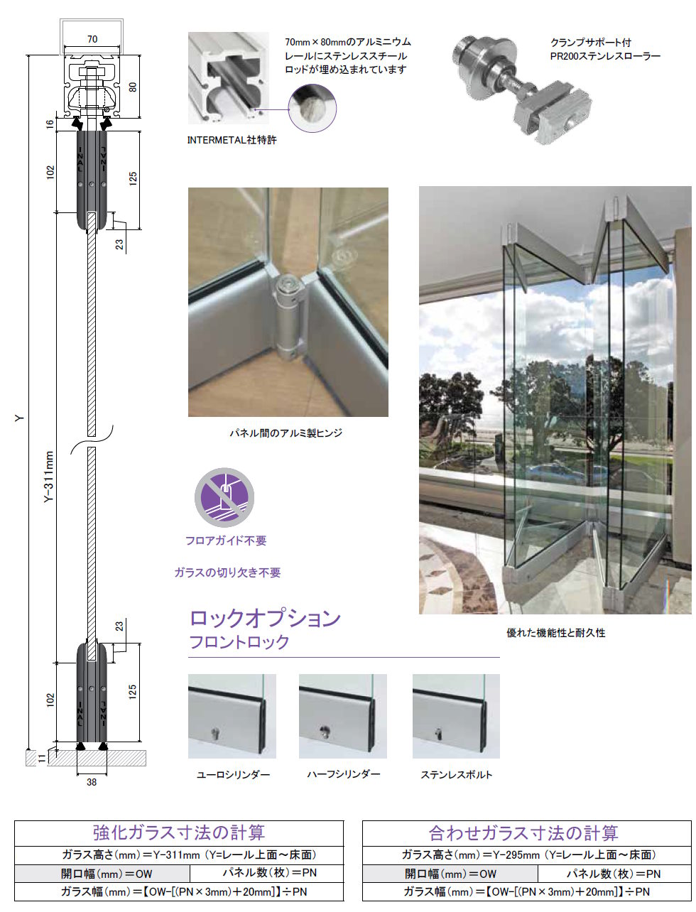 プレキシブル・ガラスドア 折り戸（軽重量）FN-200